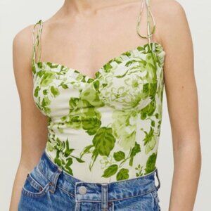 Reformation Novena Top Green Floral - Size 4
